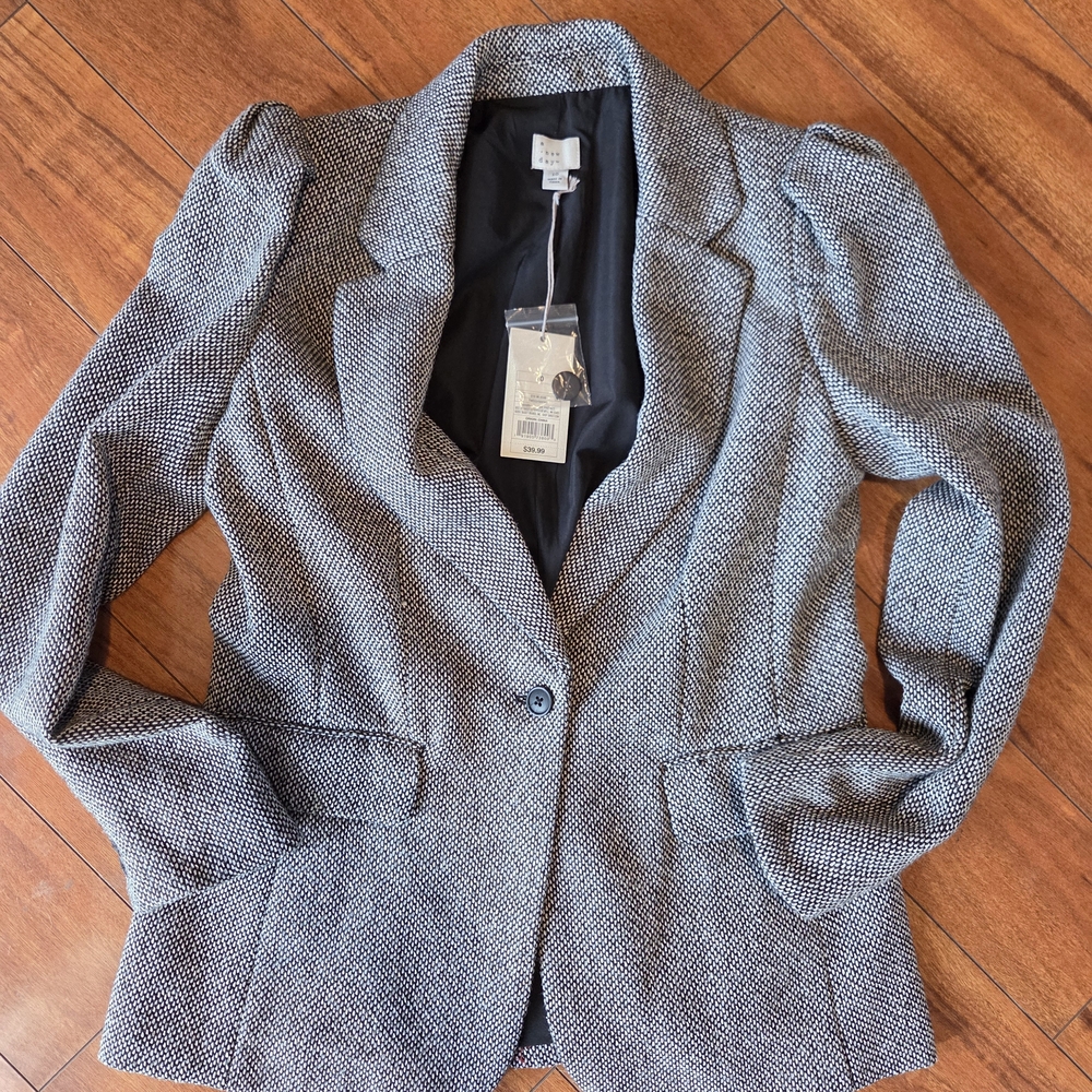 a new day Black & White Textured Single-Button Blazer